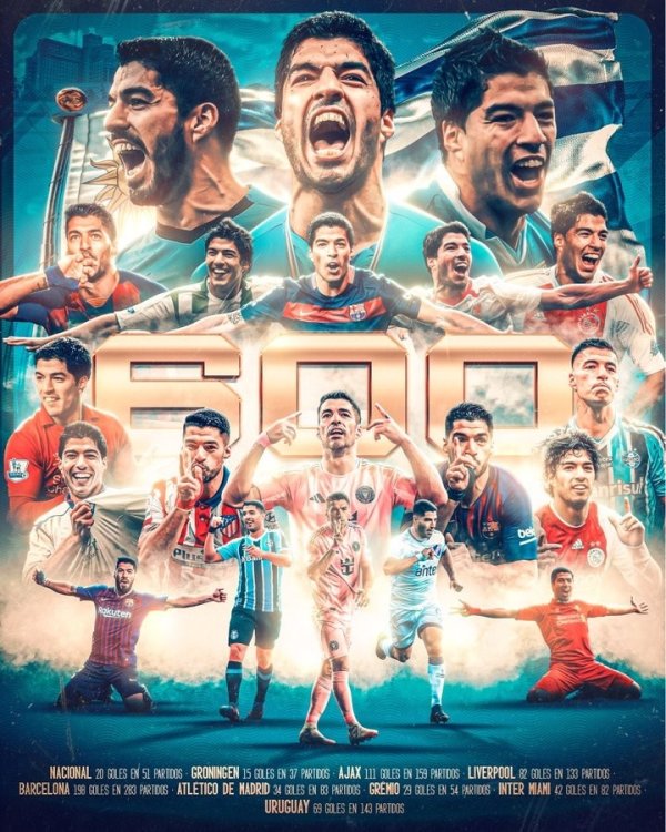 苏亚雷斯庆祝600球里程碑：感谢所有俱乐部、队友、国家队和球迷