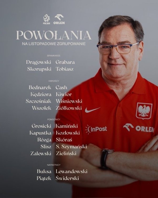 波兰公布新一期名单：莱万领衔，泽林斯基、皮亚特克在列