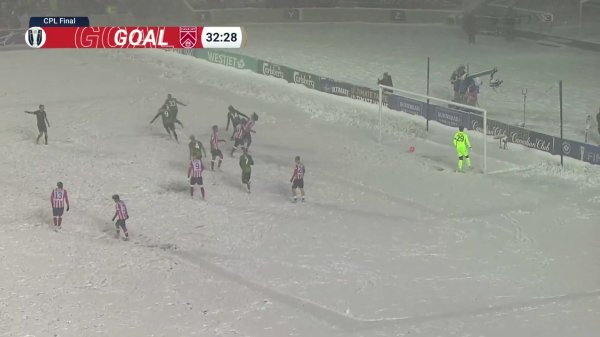 踢雪球！加拿大联赛决赛暴雪中举行，漫天飘雪草地全白啥都看不见