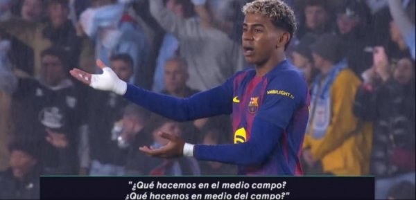 被塞尔塔打进一球后,亚马尔问队友:我们的中场在干嘛? 被塞尔塔打进一球后,亚马尔问队友:我们的中场在干嘛?